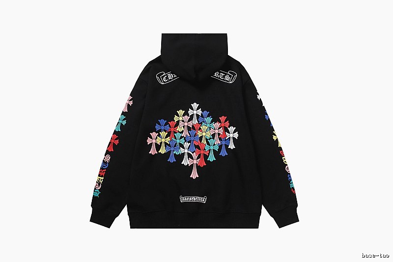 Chrome Hearts Compact Cross graphic hoodie Black Blue Cross for Sport-Inspired Styling