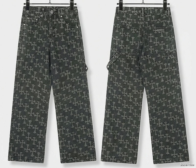 Chrome Hearts cross print black jeans