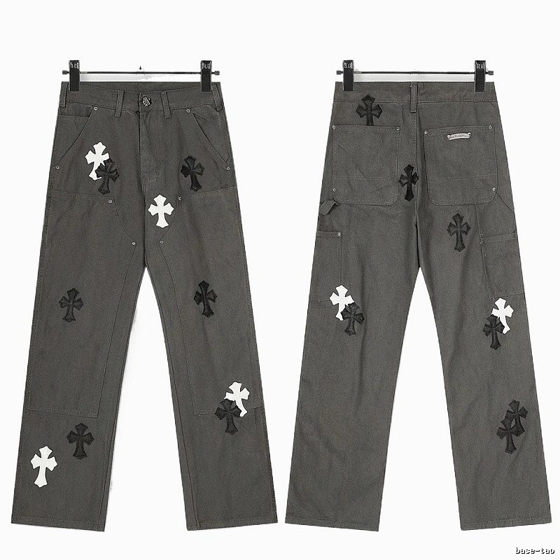 Chrome Hearts Cross Workwear Style Grey Pants