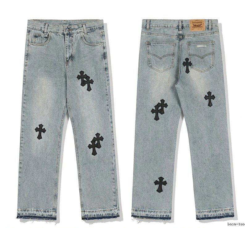 Chrome Hearts denim-style light blue jeans