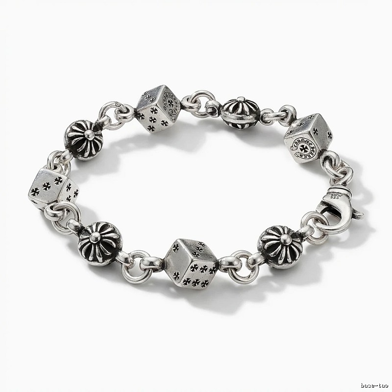 Chrome Hearts Dice Retro Style Silver Bracelet
