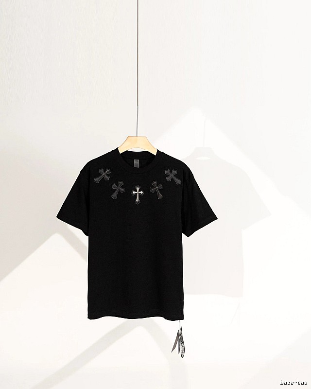 Chrome Hearts Gothic Style Cross Patch Black T-Shirt