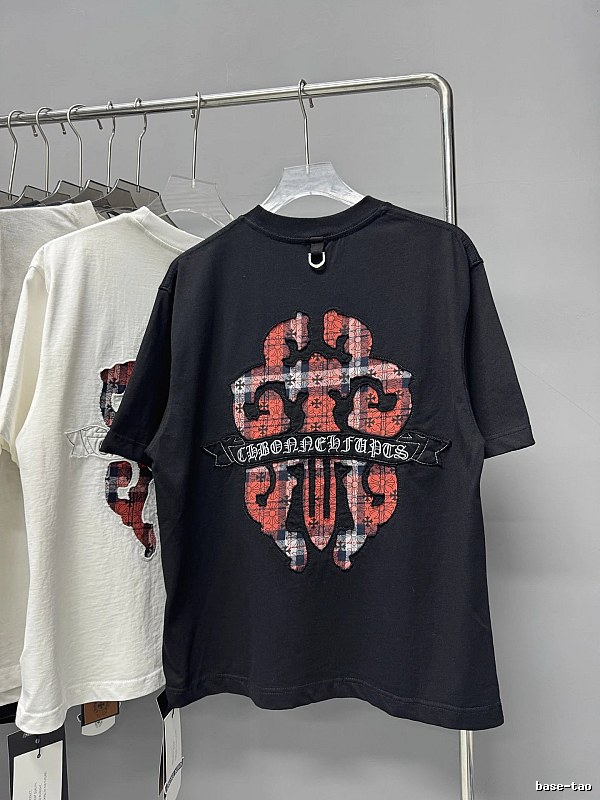Chrome Hearts Plaid Cross Street Style Black Short-sleeve T-shirt