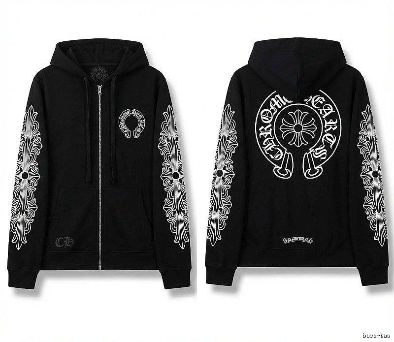 Chrome Hearts retro-style black hoodie