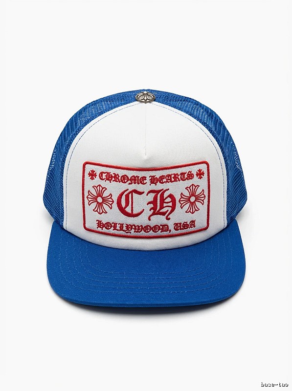 Chrome Hearts Retro Style Blue and White Hat
