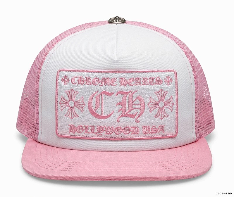 Chrome Hearts Retro Style Pink and White Hat