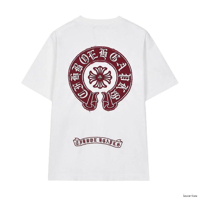 Chrome Hearts Vintage Style White T-shirt with Horseshoe Embroidery