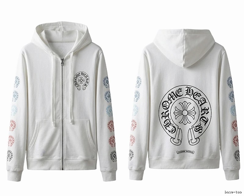 Chrome Hearts White Hoodie with Horseshoe Print Style