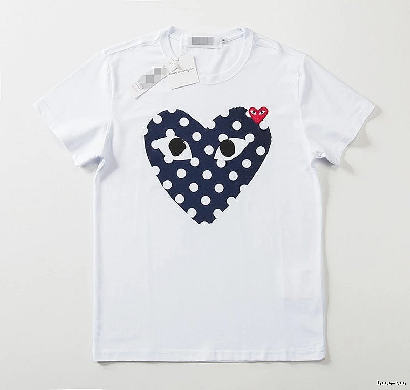 Comme des Garcons PLAY 2021-17 Blue Style 2117 Heart Logo T-Shirt Weekend Wear