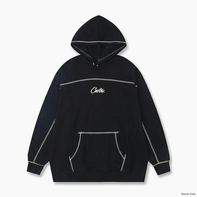 Corteiz Embroidered Simple Style Black Sweatshirt
