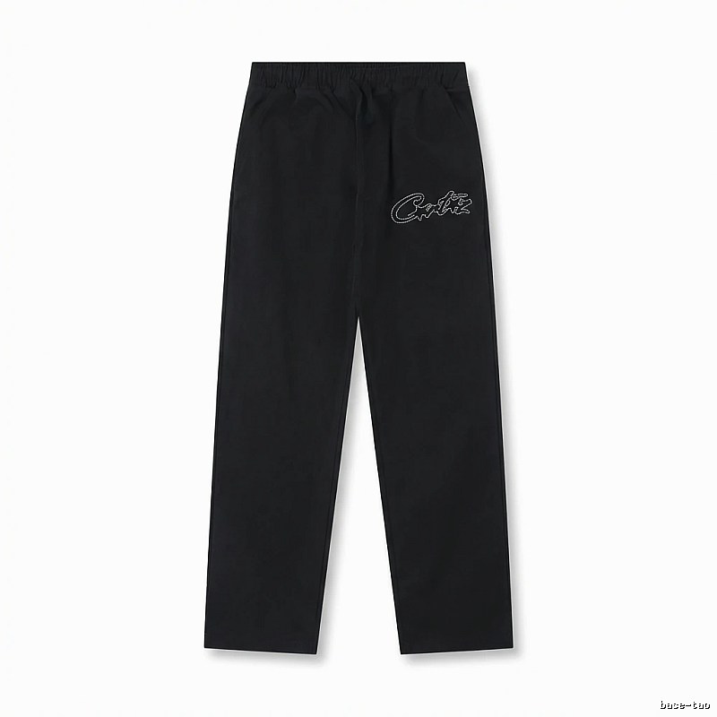 Corteiz minimalist style black long trousers