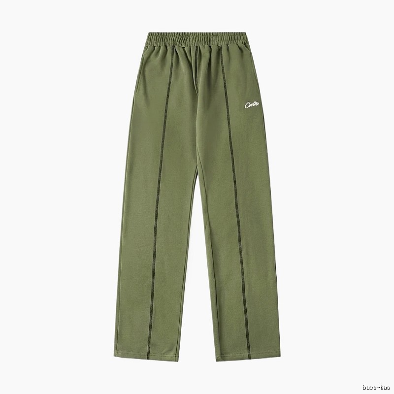 Corteiz minimalist style olive green long trousers