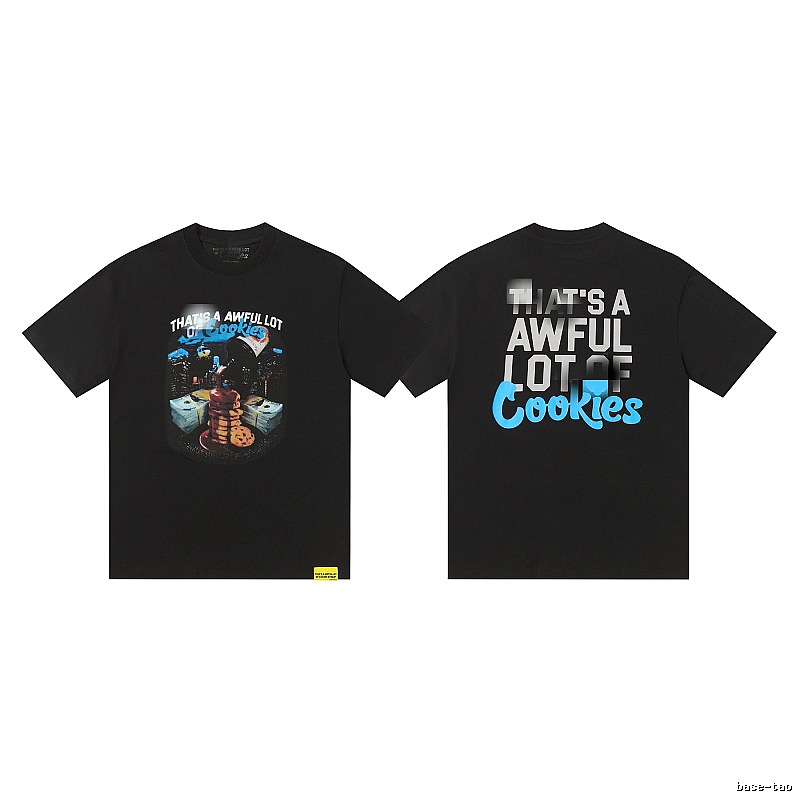 COUGH SYRUP Cookie Print Street Style Black T-Shirt