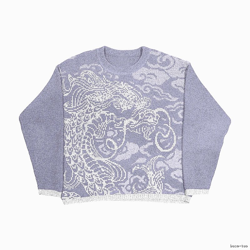 Daily Anime graphic sweater Black Knit Top with Visual Detail