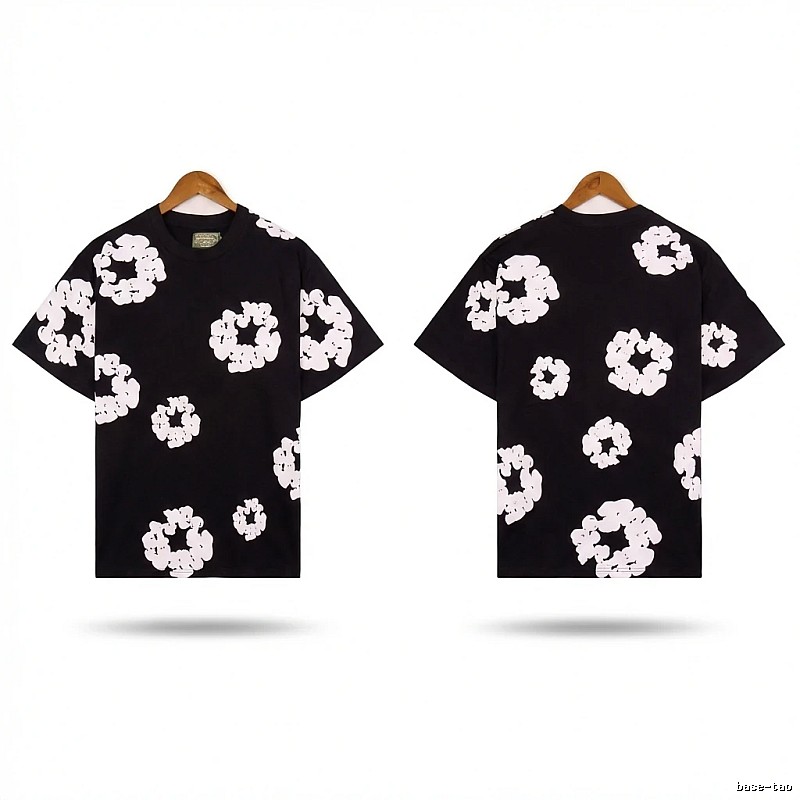 DENIM TEARS Black and White Retro Short-sleeve Shirt