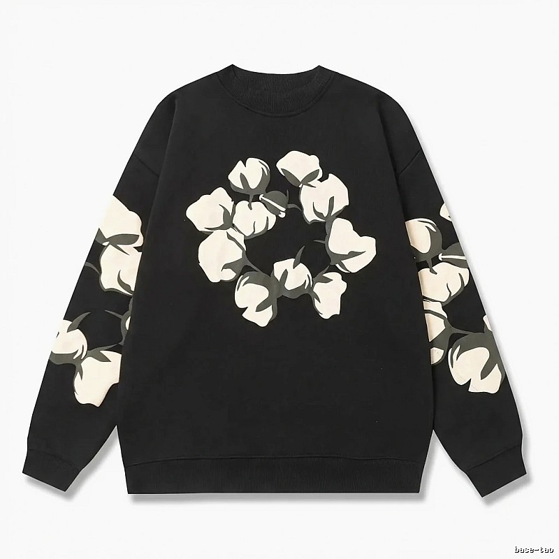 DENIM TEARS Cotton Printed Black Sweatshirt