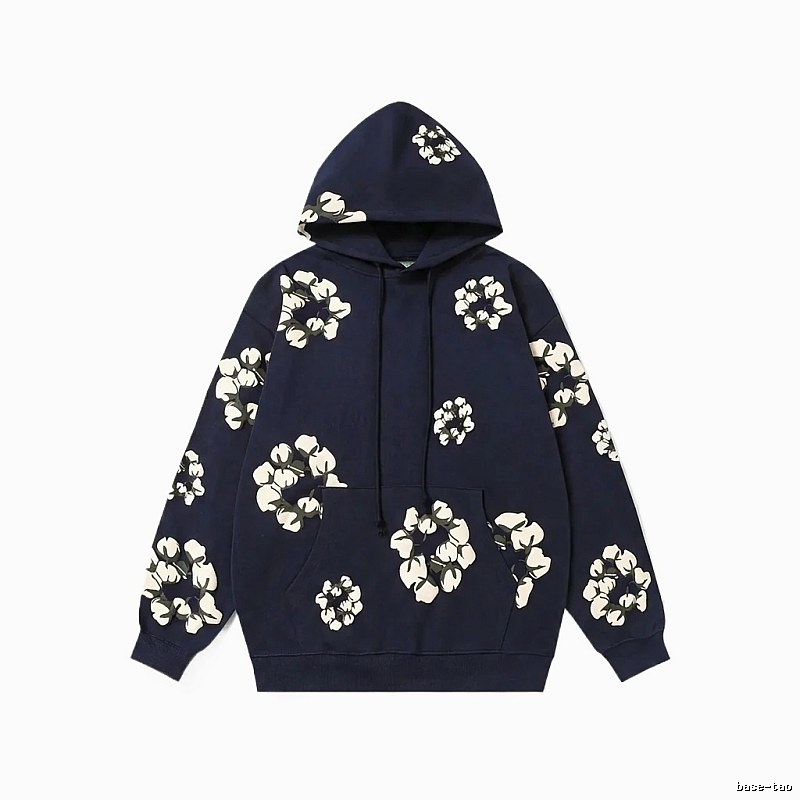 DENIM TEARS Floral Style Navy Blue Hoodie