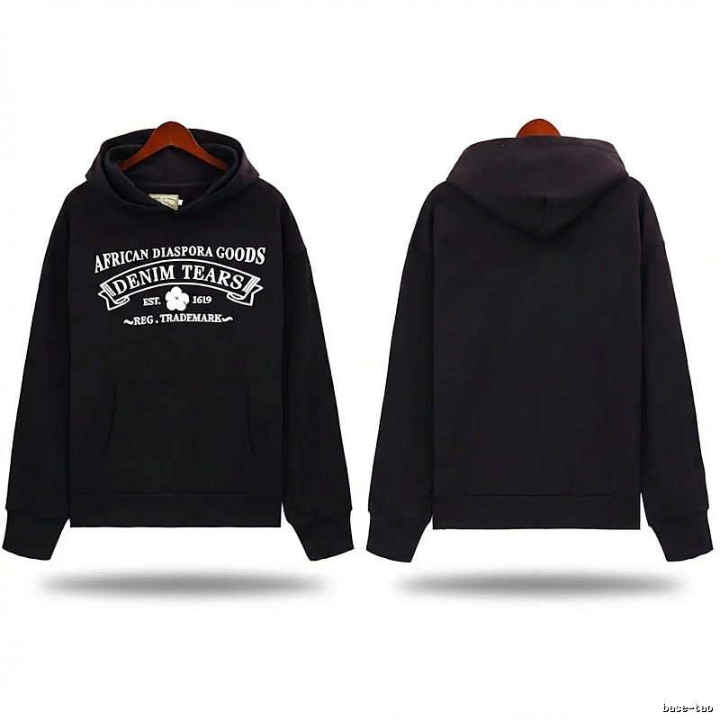DENIM TEARS retro-style black hoodie