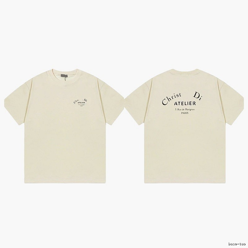 Dior Atelier Minimalist Style Beige Short-sleeve T-shirt