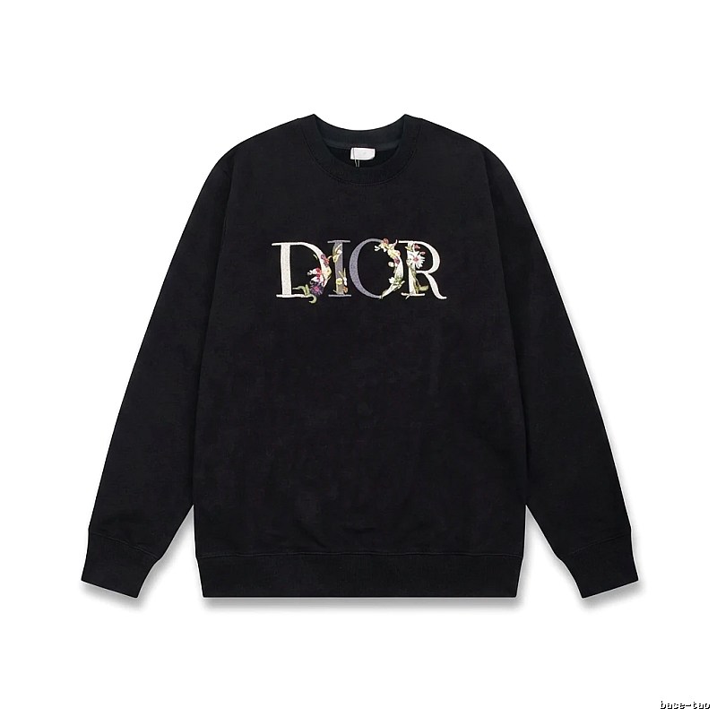 Dior Floral Alphabet Style Black Sweatshirt