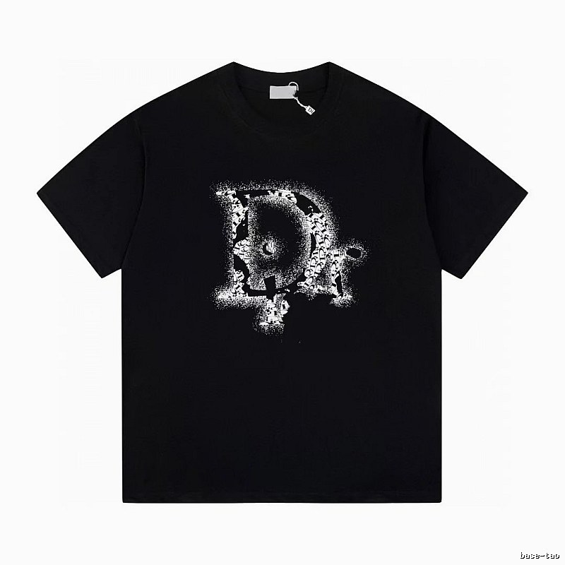 Dior Large D Print Trendy Style Black T-Shirt