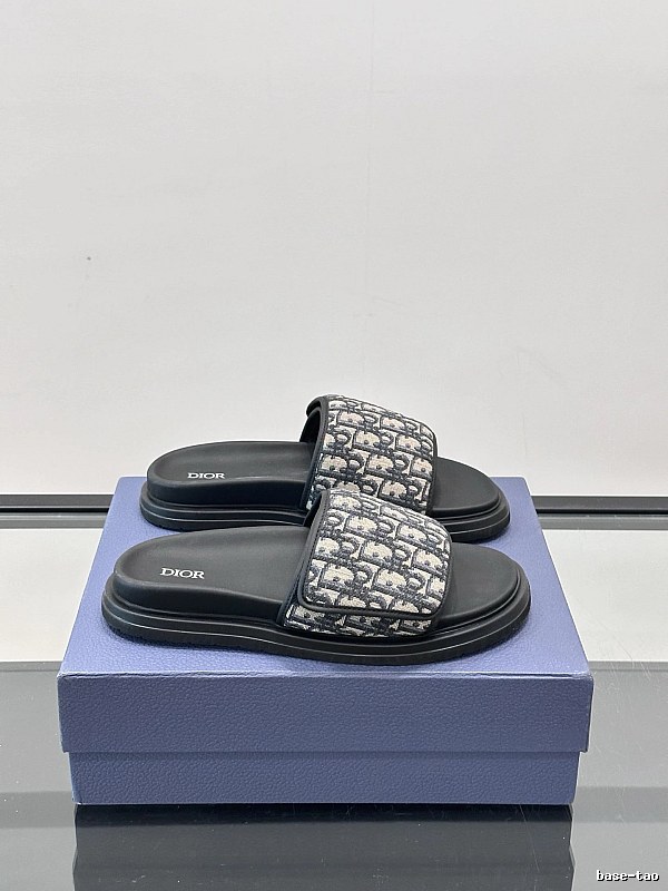 Dior Retro Monogram Black and Grey Slide Sandals