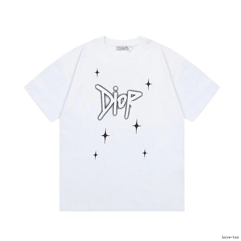 Dior Starburst Graffiti Street Style White Short-sleeve T-shirt