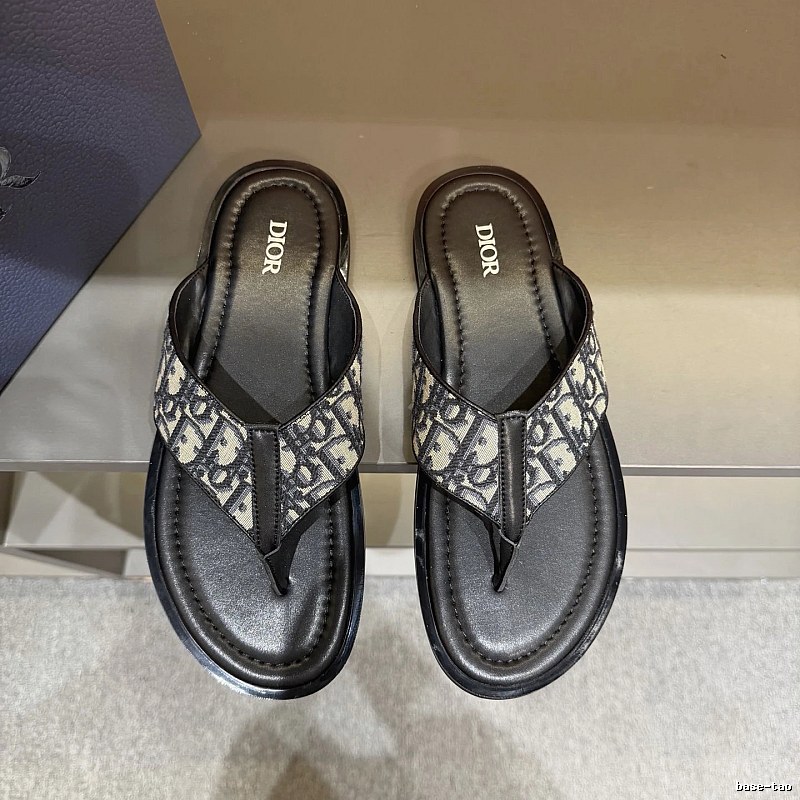 Dior Vintage Monogram Black and Grey Flip-Flops