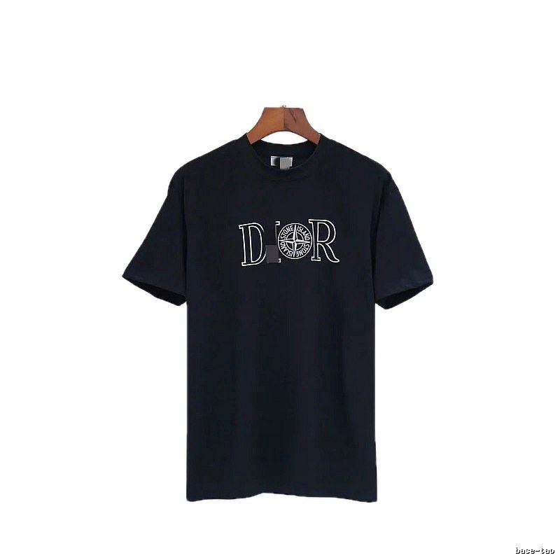 Dior x Stone Island Co-branded Casual Black Short-sleeve T-shirt
