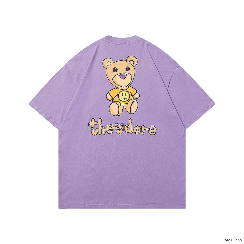 DREW Bear Print Street Style Purple T-shirt
