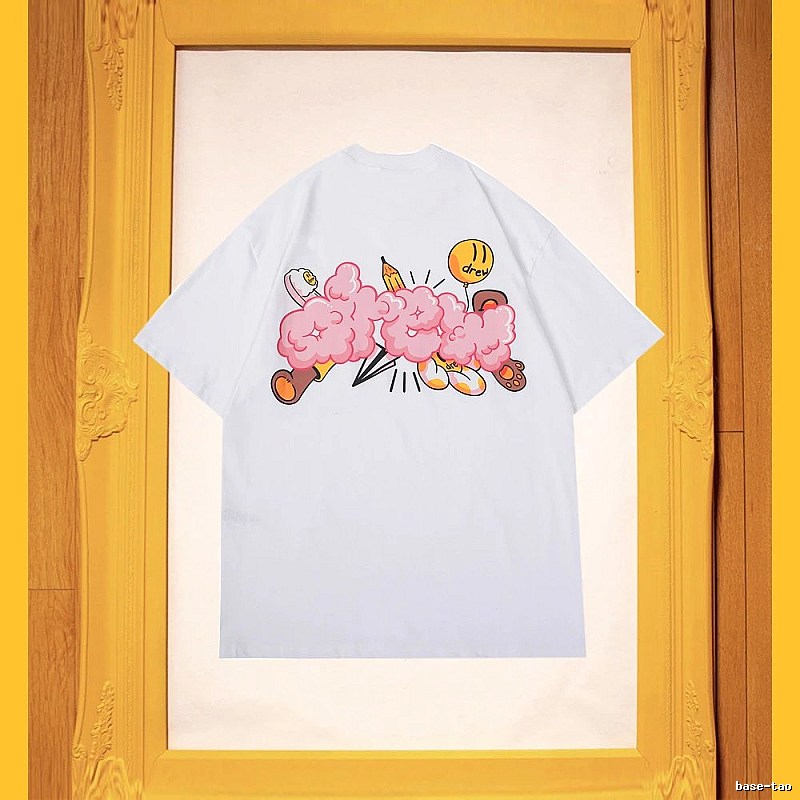 DREW Cloud Print Street Style White Short-sleeve T-shirt