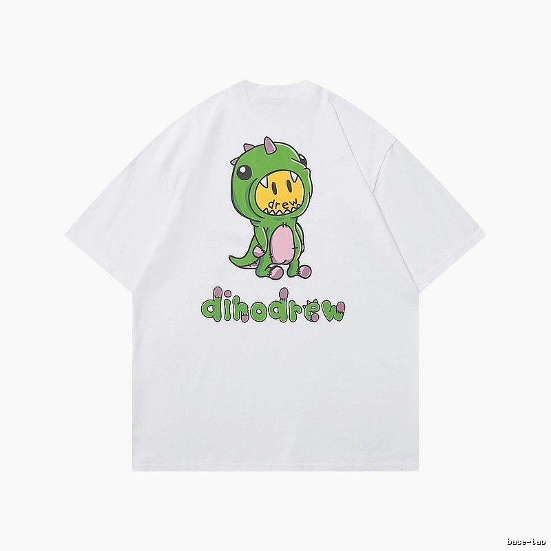 DREW Dinosaur Print Street Style White T-Shirt