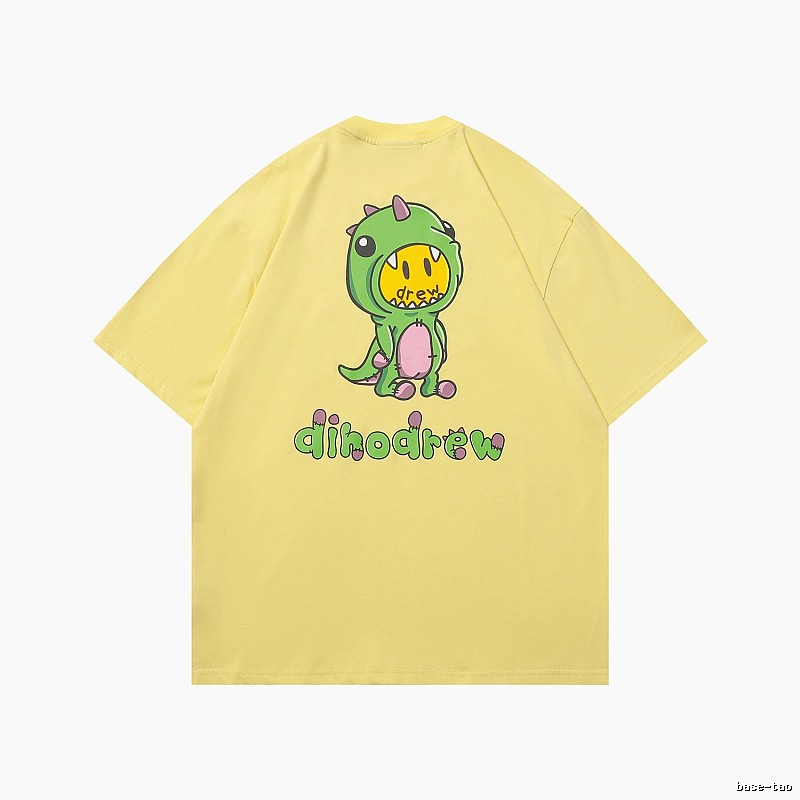 DREW Dinosaur Print Street Style Yellow Short-sleeve T-shirt