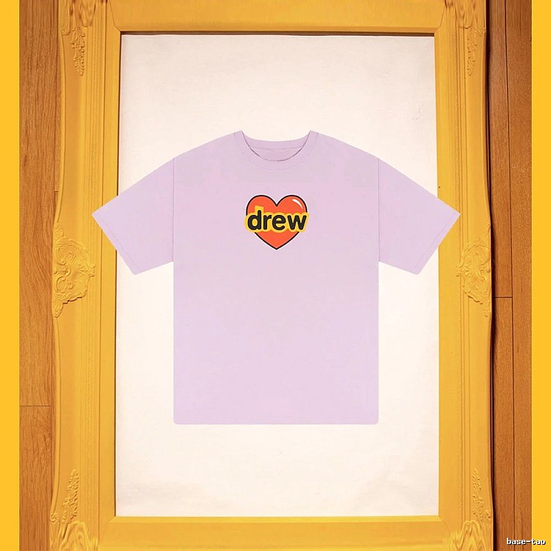 DREW Love Heart Print Street Style Light Purple Short Sleeve T-shirt