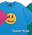 DREW Smiley Face Street Style Blue Short Sleeve T-Shirt