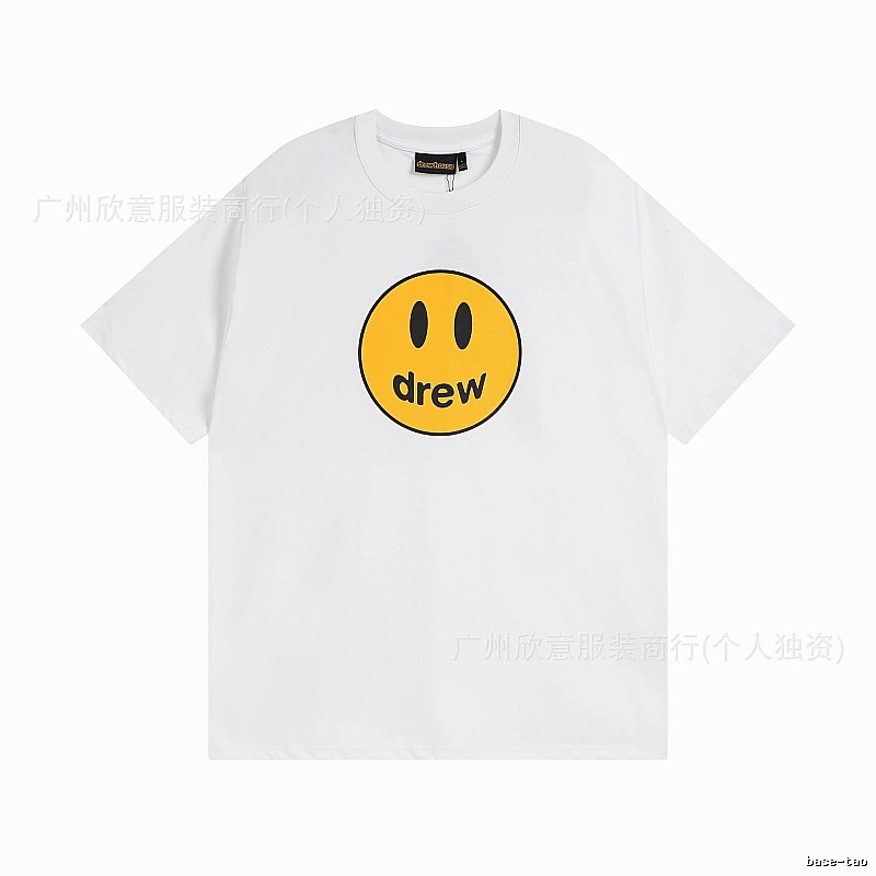 DREW Smiley Series Casual Style White Short-sleeve T-shirt