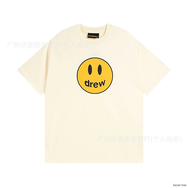 DREW Smiley Street Style Off-white Short Sleeve T-Shirt