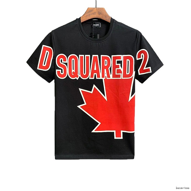 DSQ Maple Leaf Street Style Black Short-sleeve T-shirt