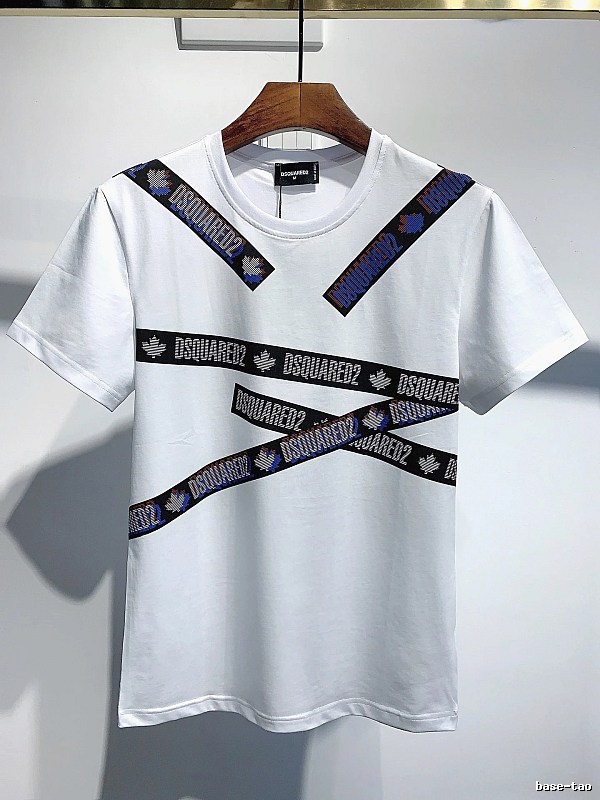 DSQUARED2 Webbing Streetwear Brand White Short-sleeve T-shirt