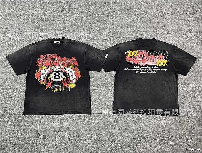 DUAA Black 8 Printed American Street Style Black T-Shirt
