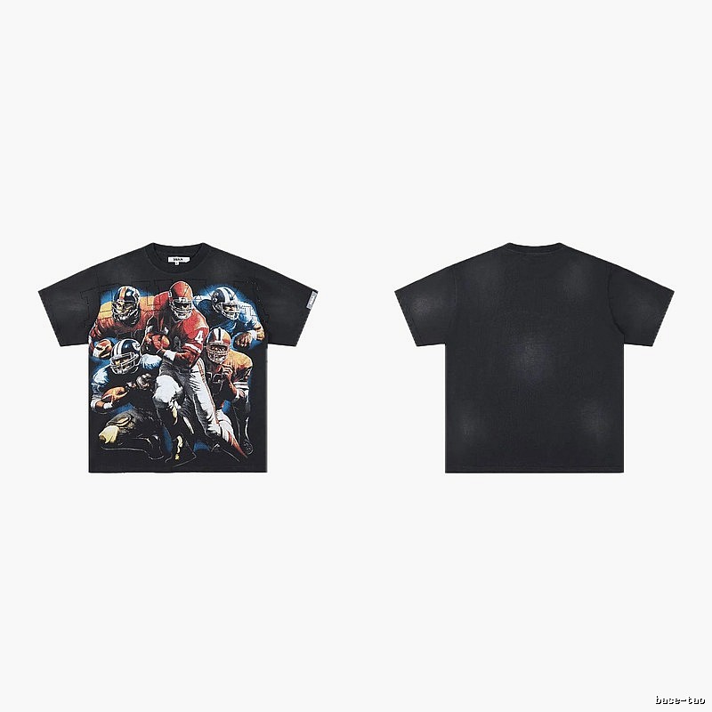 DUAA Rugby Print Retro Black T-Shirt