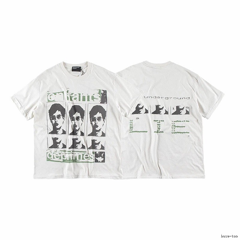 ERD GRJKD Portrait Print Vintage Off-white T-Shirt