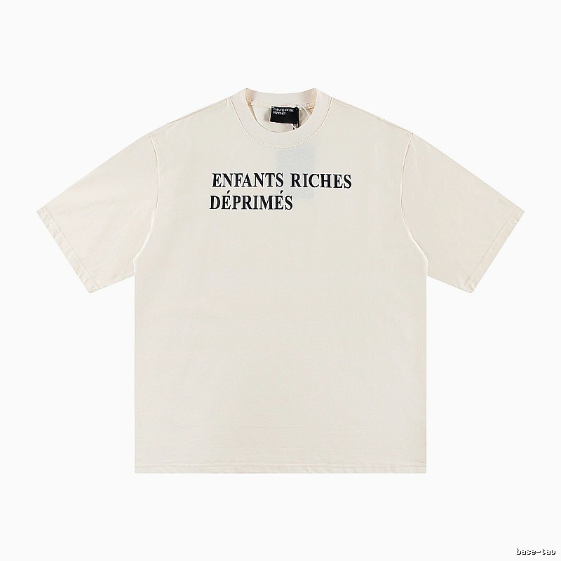 ERD Letter Print Minimalist Style Off-white Short-sleeve T-shirt