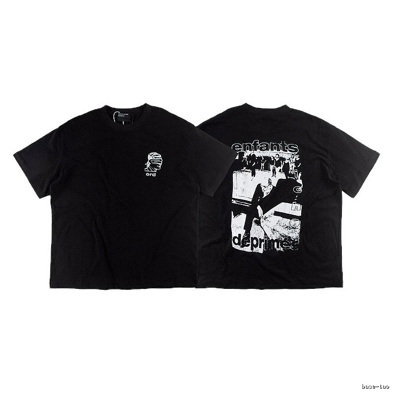ERD Portrait Print Dark Style Black Short-sleeve T-shirt