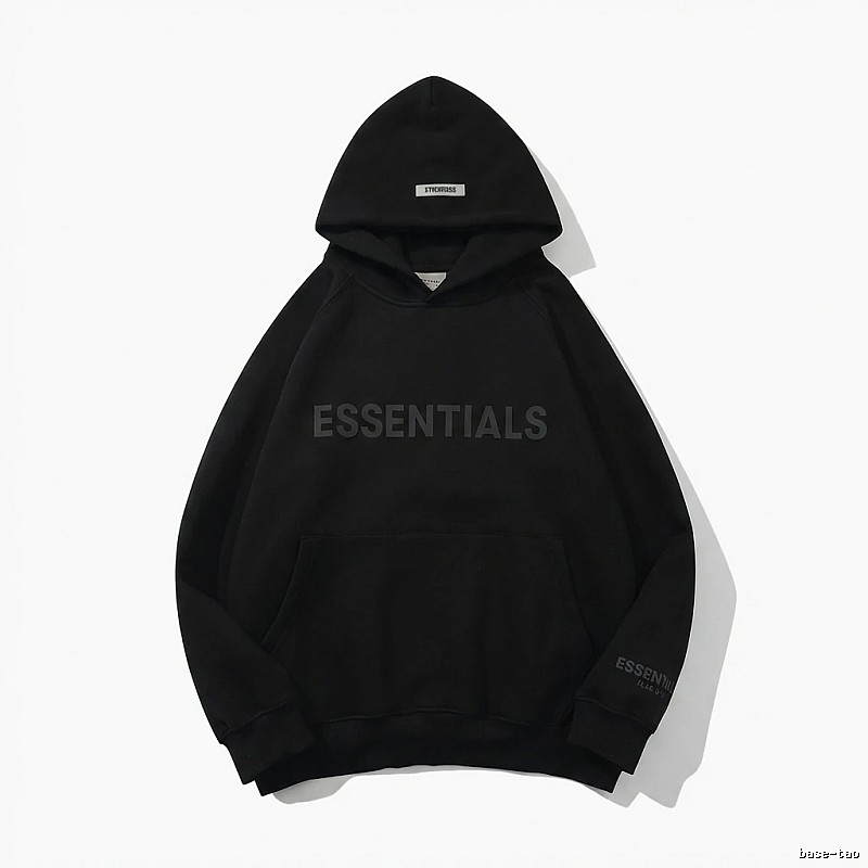 ESSENTIALS minimalist style black hoodie