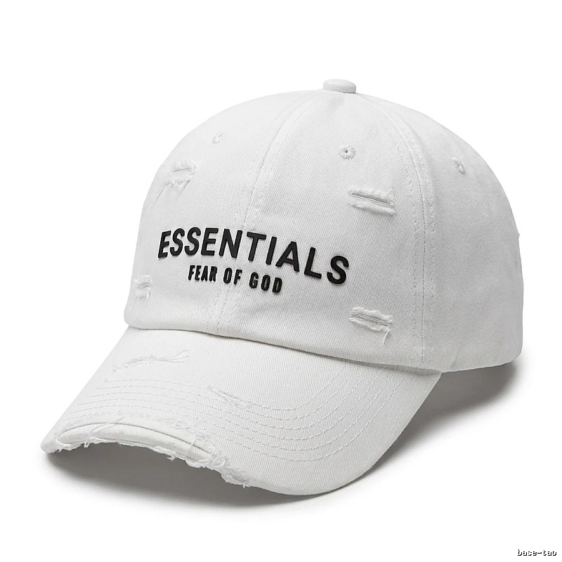 ESSENTIALS Ripped Style White Hat