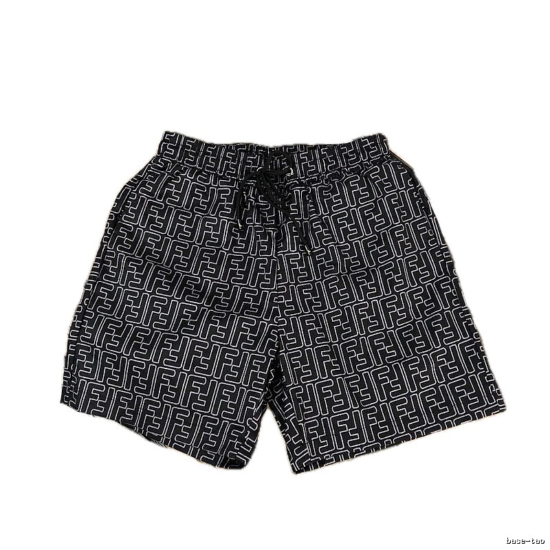 Fendi Double F Collection Vintage Monogram Style Black Shorts