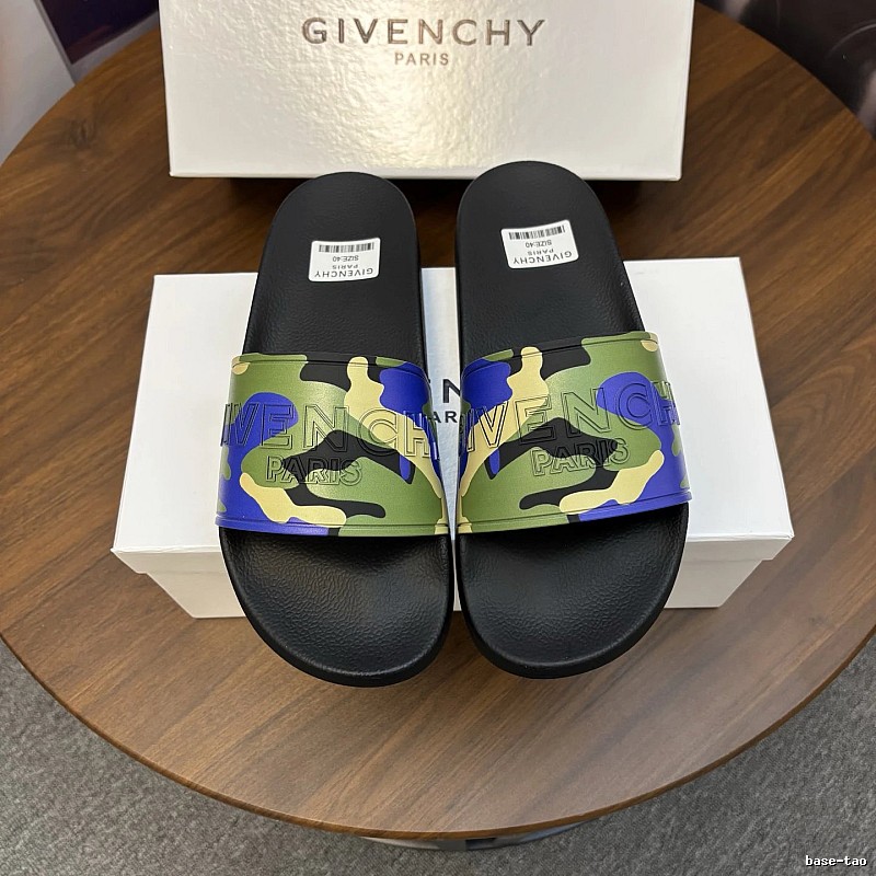 Givenchy Embossed Logo Camouflage-style Color-blocked Slide Sandals