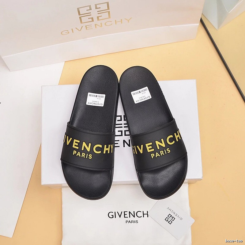 Givenchy Letter Print Streetwear Style Black Slides