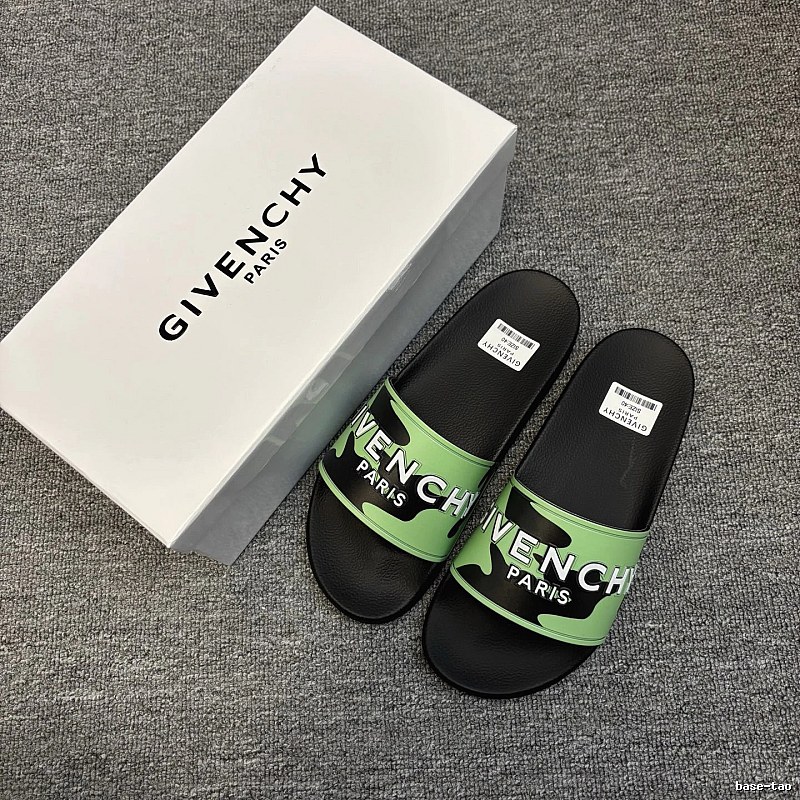 Givenchy Letter Print Trendy Style Green & Black Slides